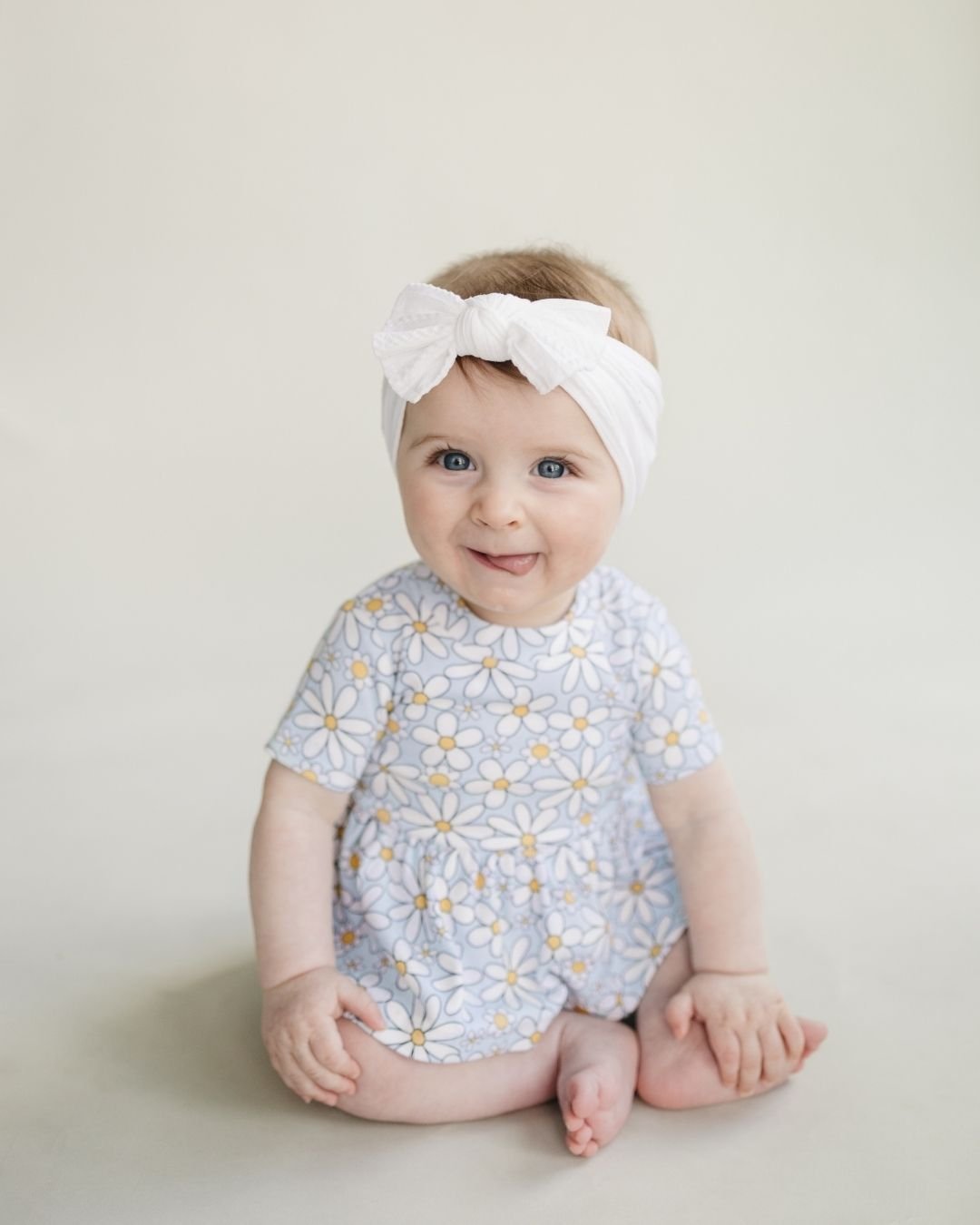 Baby Girl Blue Daisy Cotton Peplum Set
