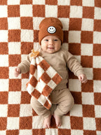Checkered Plush Blanket | Copper