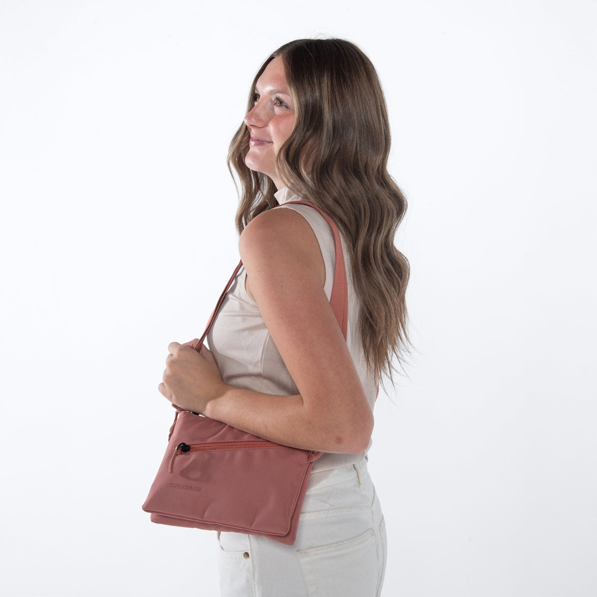 Zoom | Slim RFID Crossbody - Desert Pink
