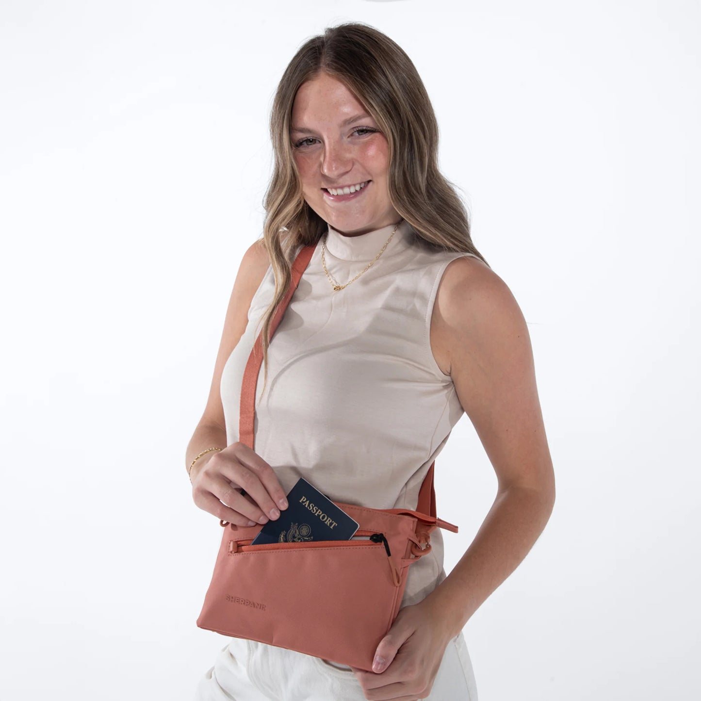 Zoom | Slim RFID Crossbody - Desert Pink
