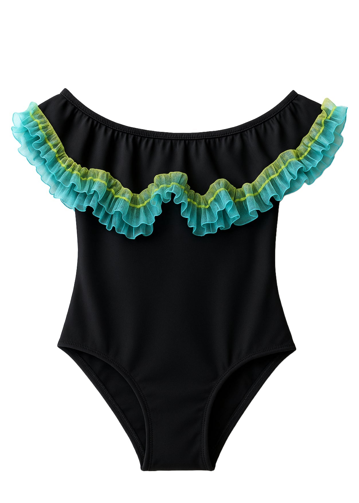 Black Swimsuit with Anemone