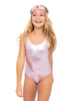 Metallic Pink Girls Swimsuit