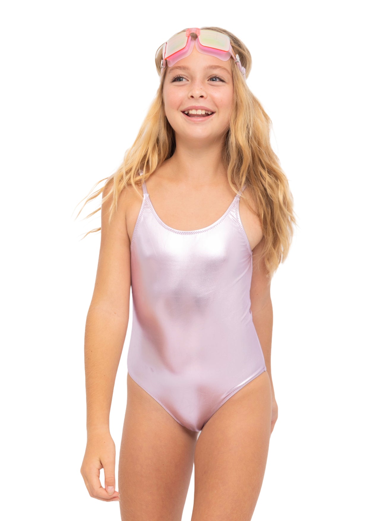 Metallic Pink Girls Swimsuit