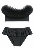 Black Tulle Draped Bikini
