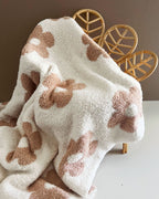 Latte Daisy Fuzzy Blanket