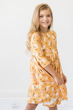 Dandelions in Fall 3/4 Sleeve Pocket Twirl Dress - Blissfully Lavender BoutiqueMila & Rose ®