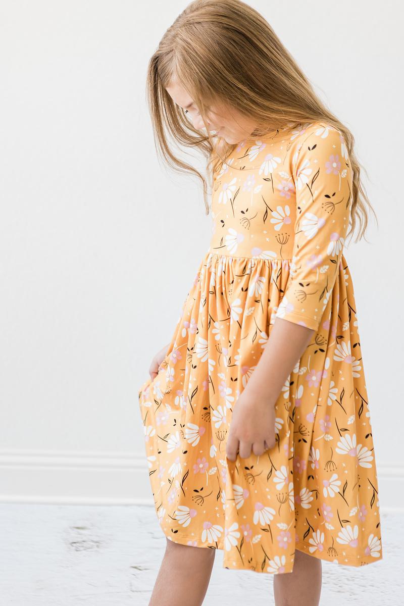 Dandelions in Fall 3/4 Sleeve Pocket Twirl Dress - Blissfully Lavender BoutiqueMila & Rose ®