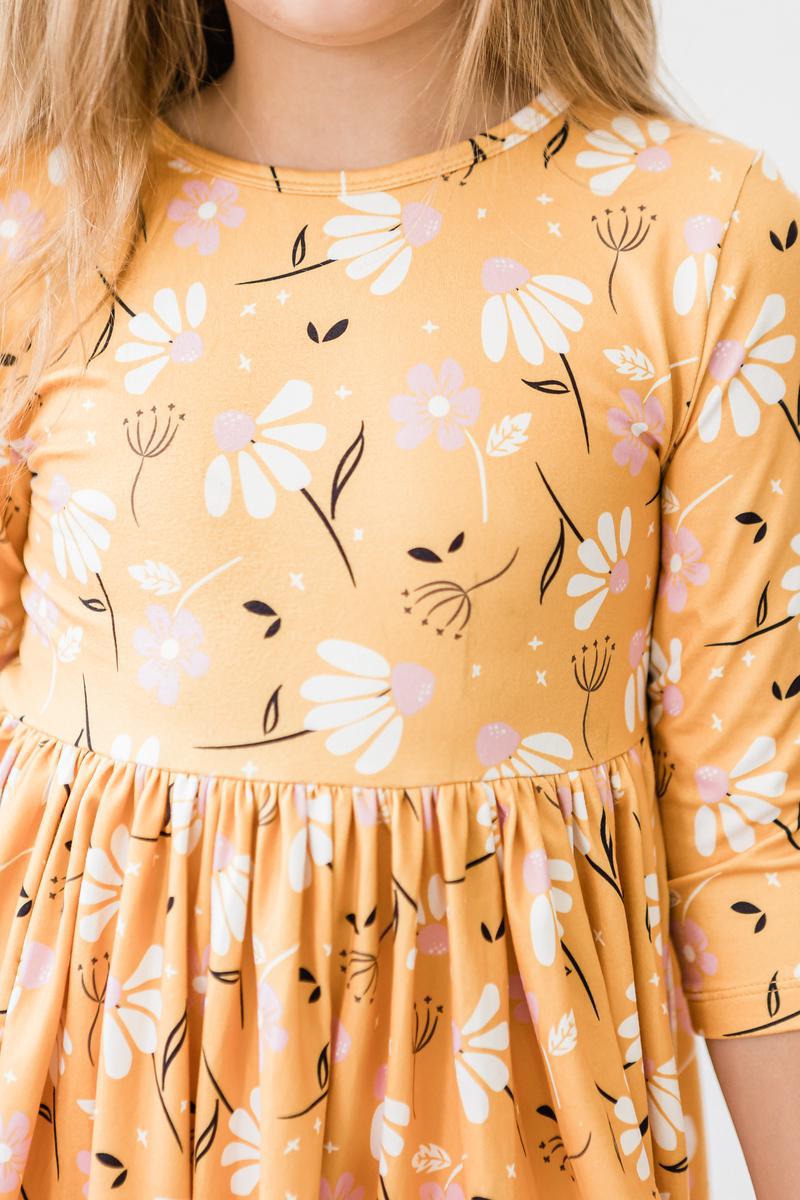 Dandelions in Fall 3/4 Sleeve Pocket Twirl Dress - Blissfully Lavender BoutiqueMila & Rose ®