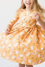 Dandelions in Fall 3/4 Sleeve Pocket Twirl Dress - Blissfully Lavender BoutiqueMila & Rose ®
