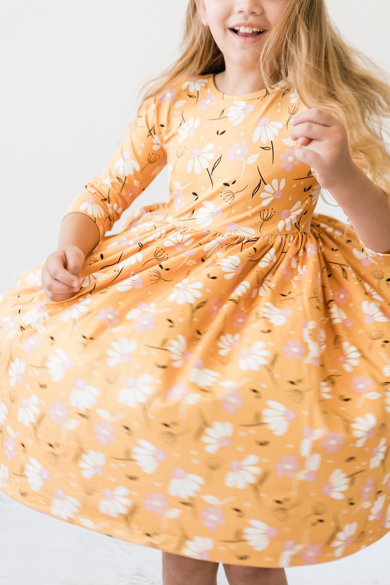 Dandelions in Fall 3/4 Sleeve Pocket Twirl Dress - Blissfully Lavender BoutiqueMila & Rose ®