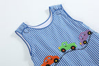 Dark Blue Gingham Car Bubble Romper