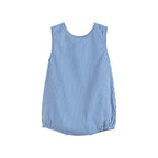 Dark Blue Gingham Car Bubble Romper