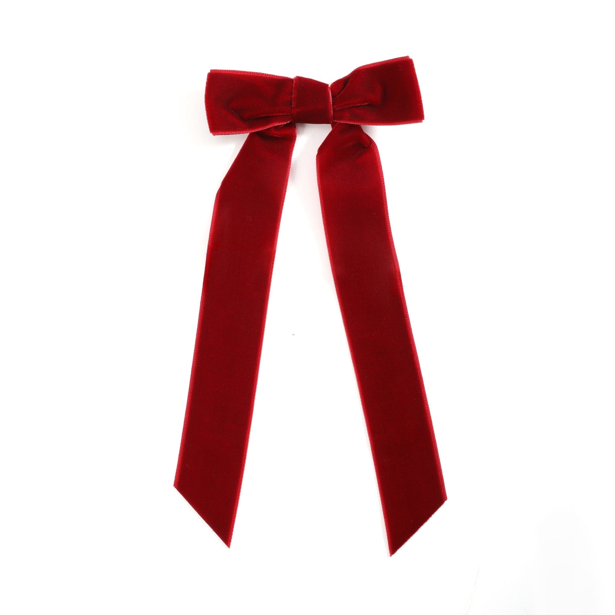 Dark Red Long Tails Hair Bow
