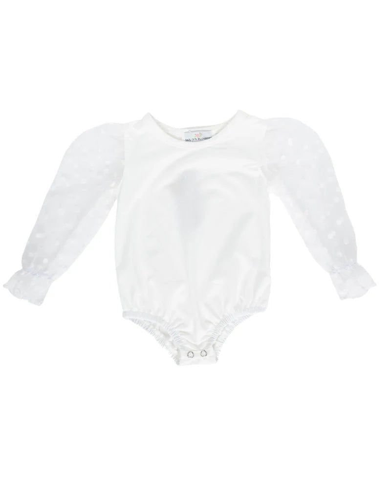 Destinee Sheer Dot Sleeve Top & Leotard - White - Blissfully Lavender BoutiqueBailey's Blossoms