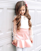 Destinee Sheer Dot Sleeve Top & Leotard - White - Blissfully Lavender BoutiqueBailey's Blossoms