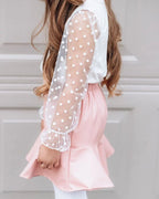 Destinee Sheer Dot Sleeve Top & Leotard - White - Blissfully Lavender BoutiqueBailey's Blossoms