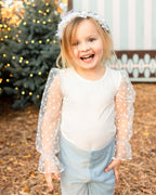 Destinee Sheer Dot Sleeve Top & Leotard - White - Blissfully Lavender BoutiqueBailey's Blossoms