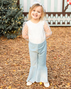 Destinee Sheer Dot Sleeve Top & Leotard - White - Blissfully Lavender BoutiqueBailey's Blossoms