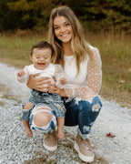 Destinee Sheer Dot Sleeve Top & Leotard - White - Blissfully Lavender BoutiqueBailey's Blossoms