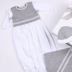 White & Grey Quilted Cotton Gown