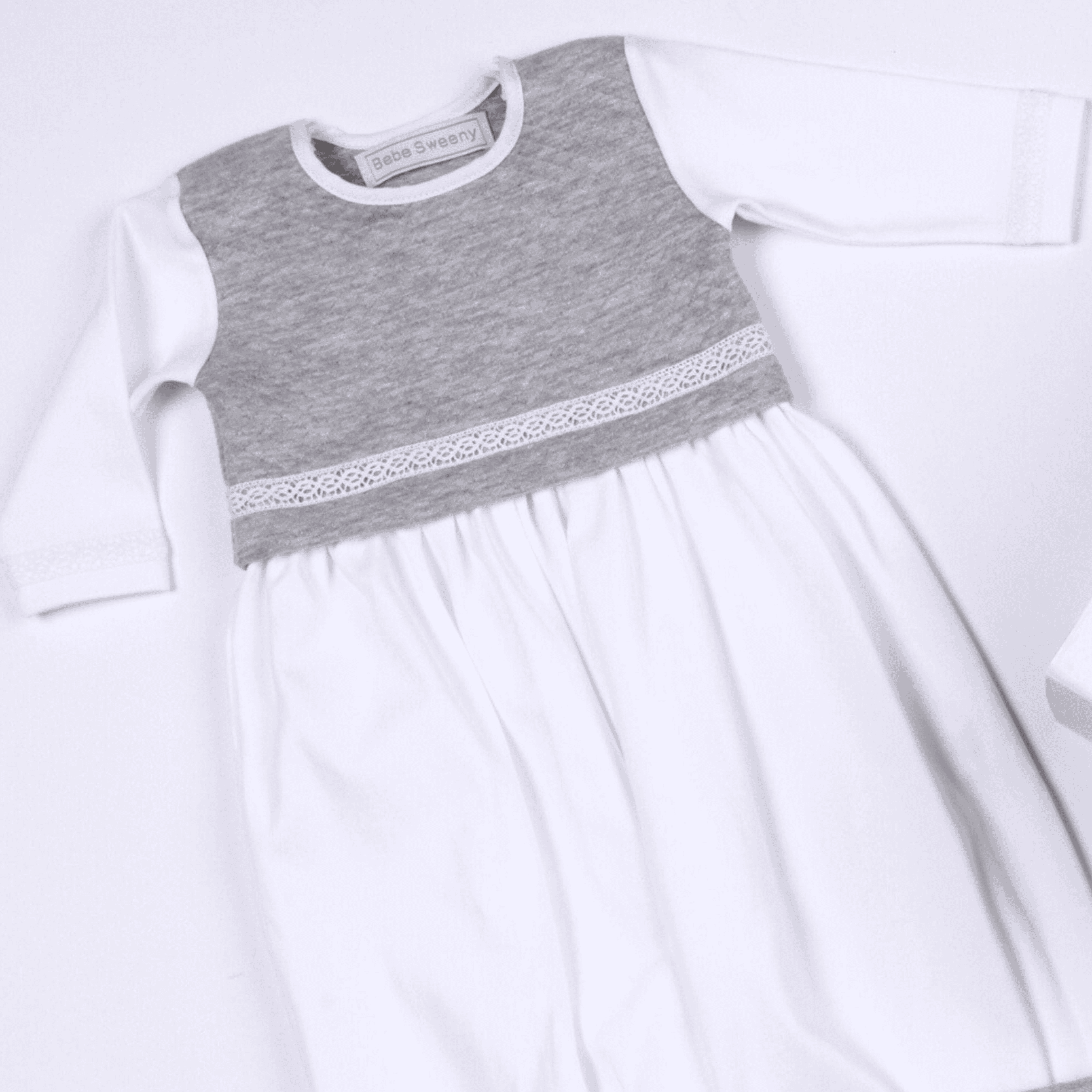 White & Grey Quilted Cotton Gown