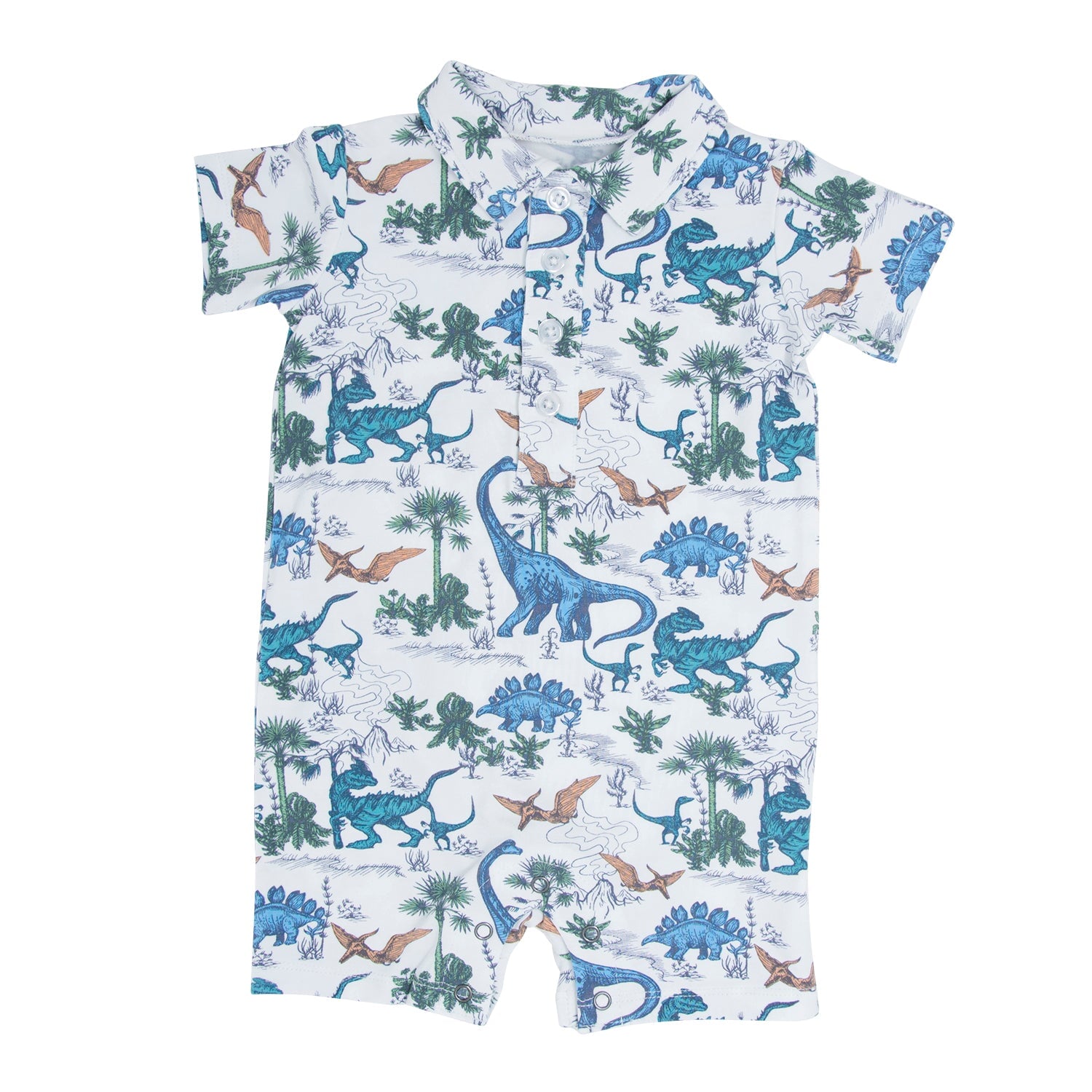 Dinosaur Adventures Polo Romper - Blissfully Lavender BoutiqueSweet Bamboo