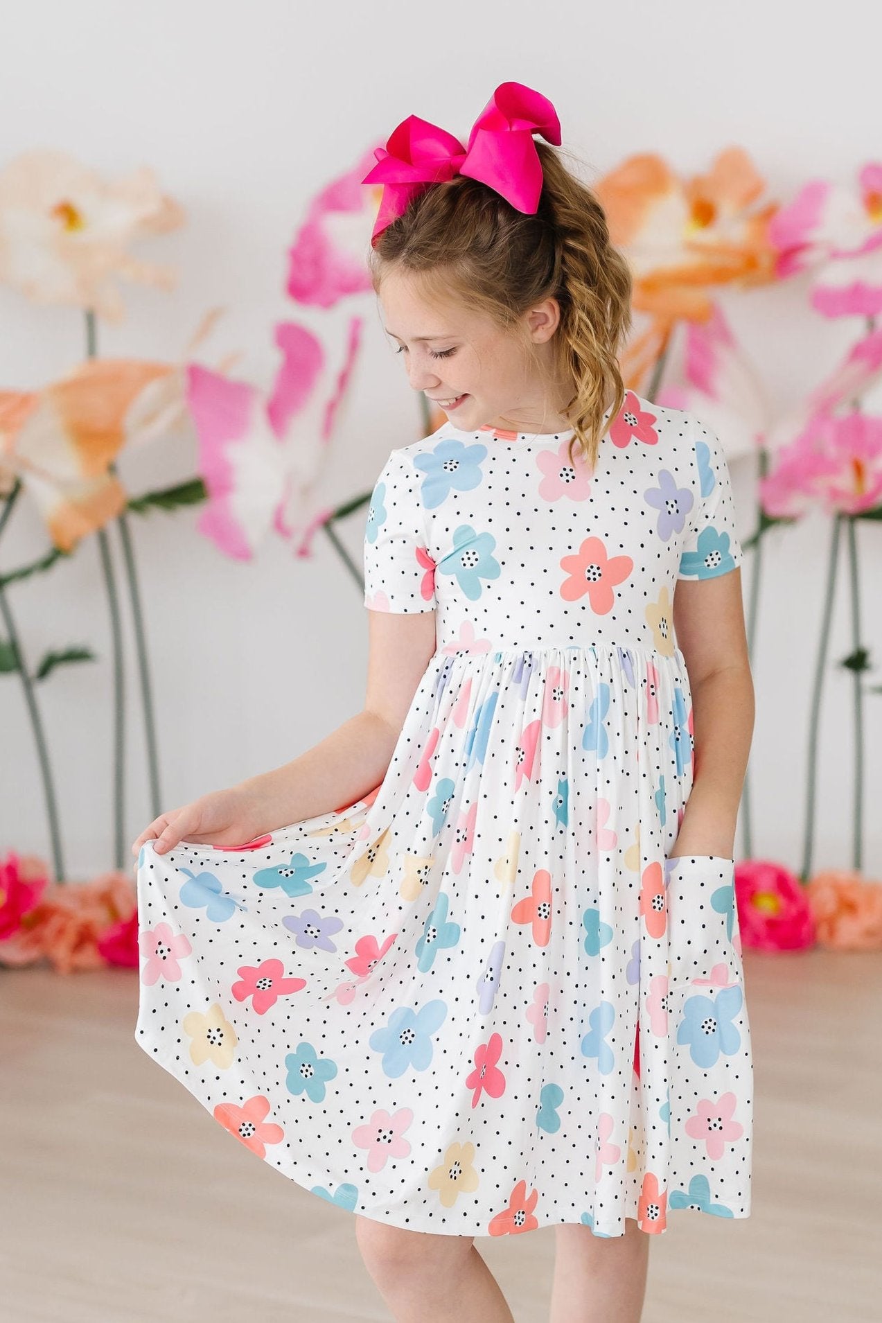 Dots & Daisies S/S Pocket Twirl Dress - Blissfully Lavender BoutiqueMila & Rose ®