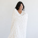Double Ruched Faux Fur XL Throw Blanket - Blissfully Lavender BoutiqueSaranoni