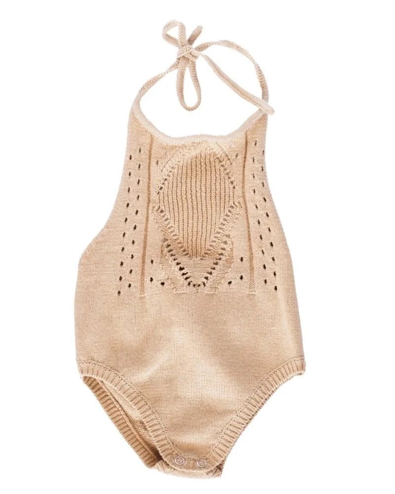 Drake Crochet Halter Romper - Vanilla Cream - Blissfully Lavender BoutiqueBailey's Blossoms
