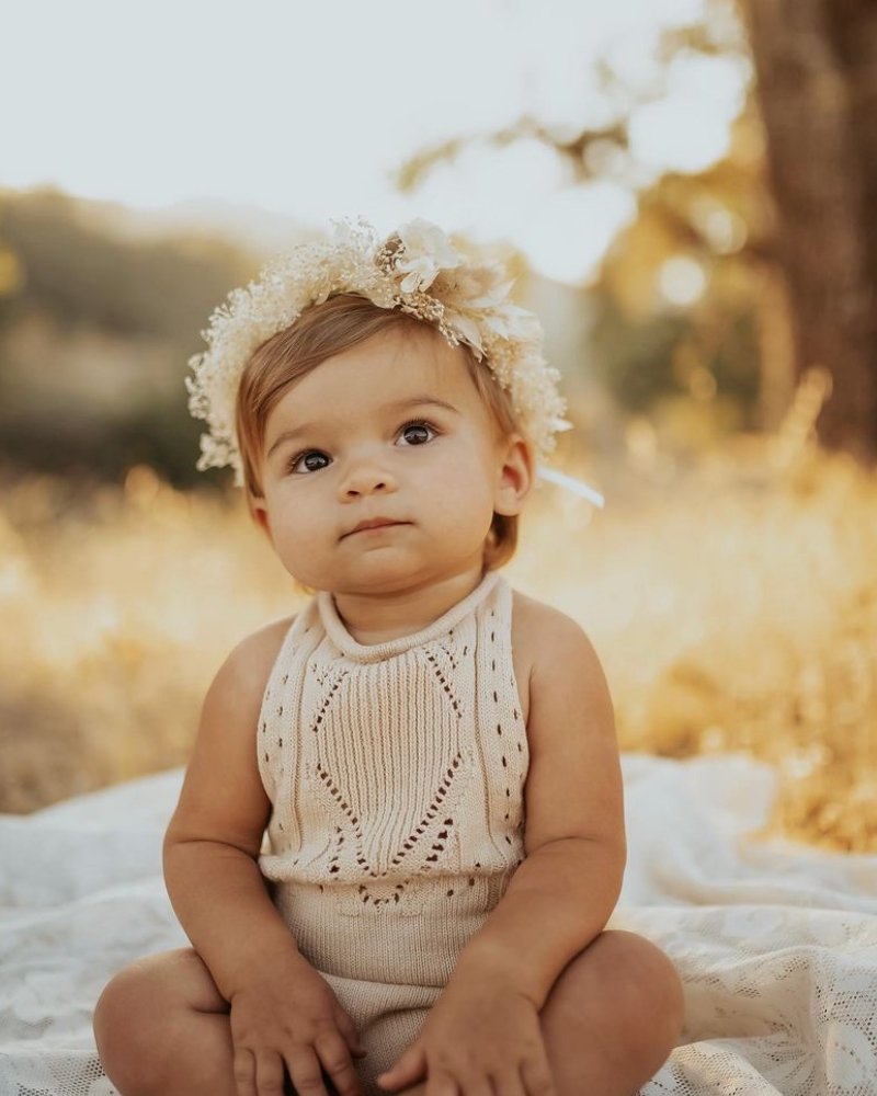 Drake Crochet Halter Romper - Vanilla Cream - Blissfully Lavender BoutiqueBailey's Blossoms