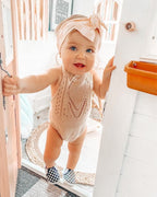 Drake Crochet Halter Romper - Vanilla Cream - Blissfully Lavender BoutiqueBailey's Blossoms