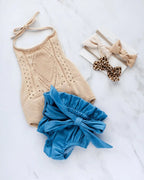 Drake Crochet Halter Romper - Vanilla Cream - Blissfully Lavender BoutiqueBailey's Blossoms