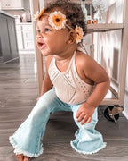 Drake Crochet Halter Romper - Vanilla Cream - Blissfully Lavender BoutiqueBailey's Blossoms