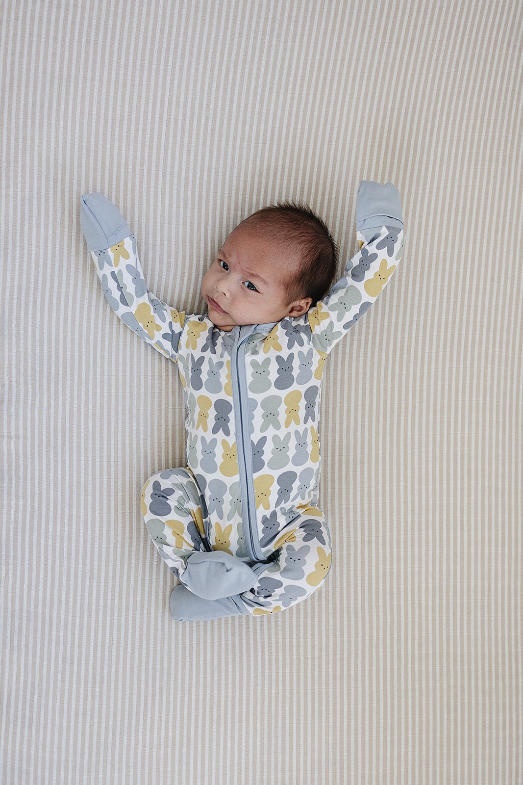Dusty Blue Bunny Bamboo Zipper - Blissfully Lavender BoutiqueMebie Baby