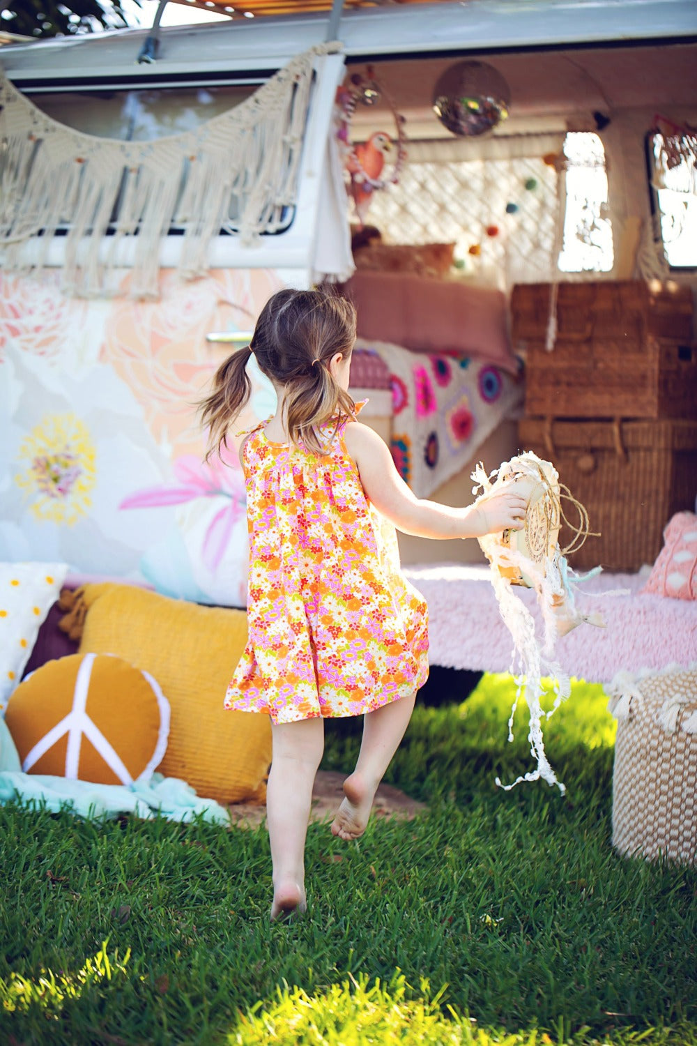 Summer Colorful Vintage Floral Toddler Girls Dress