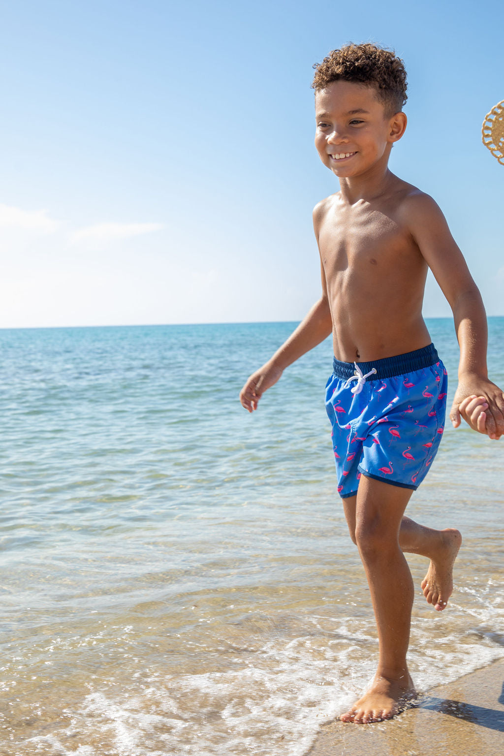 North Shore Boys Swim Trunks – Flamingo Print