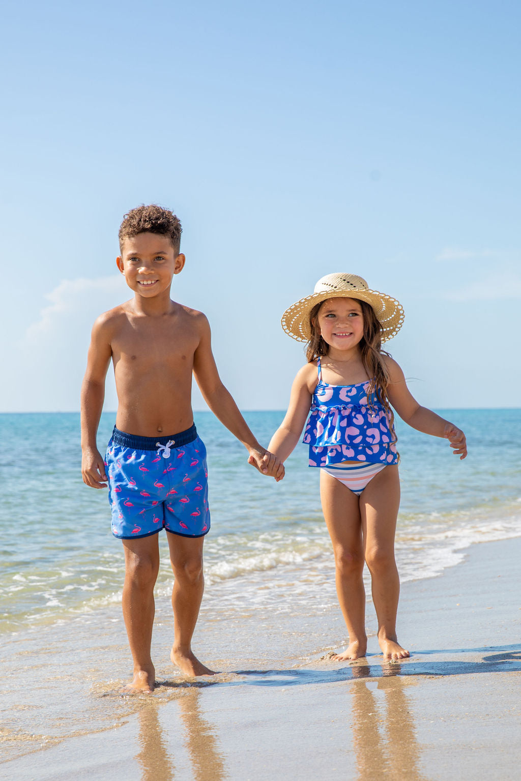 North Shore Boys Swim Trunks – Flamingo Print
