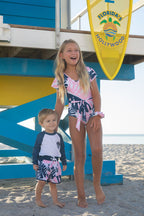 South Beach Tropical Belted One-Piece Swimsuit