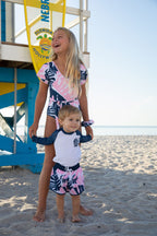 South Beach Tropical Belted One-Piece Swimsuit