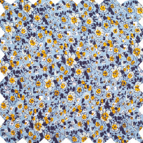 Girls Adelaide Velvet Tie Dress | Blue and Mustard Wildflowers