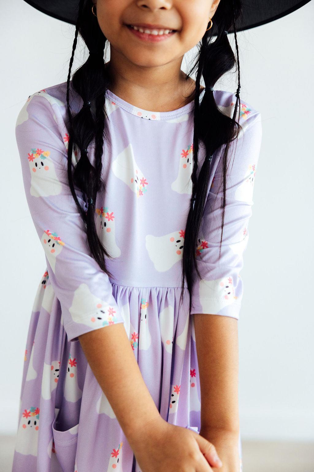 Feeling Fa - boo - lous 3/4 Sleeve Pocket Twirl Dress - Blissfully Lavender BoutiqueMila & Rose ®