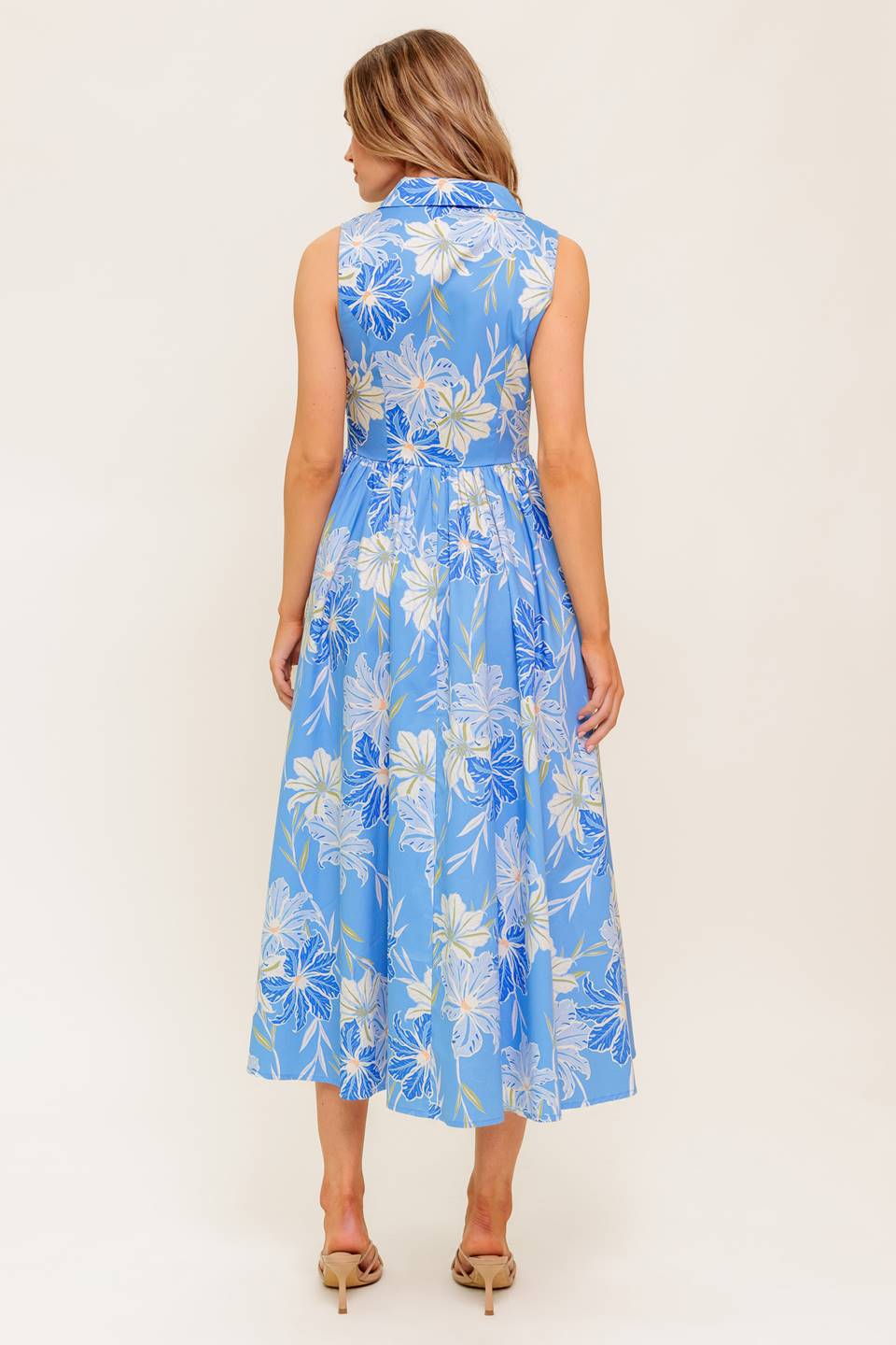 Fern Whisper Blue Women’s Woven Midi Dress - Blissfully Lavender BoutiqueFlying Tomato