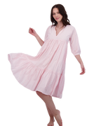 Martine Women's Popover Dress Rose Stripe