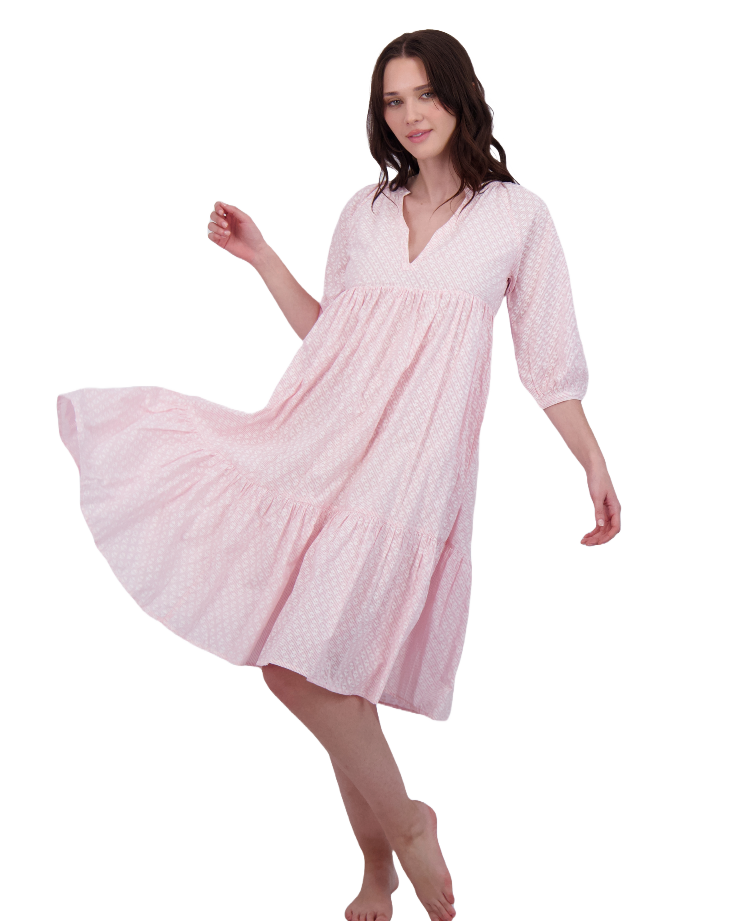 Martine Women's Popover Dress Rose Stripe