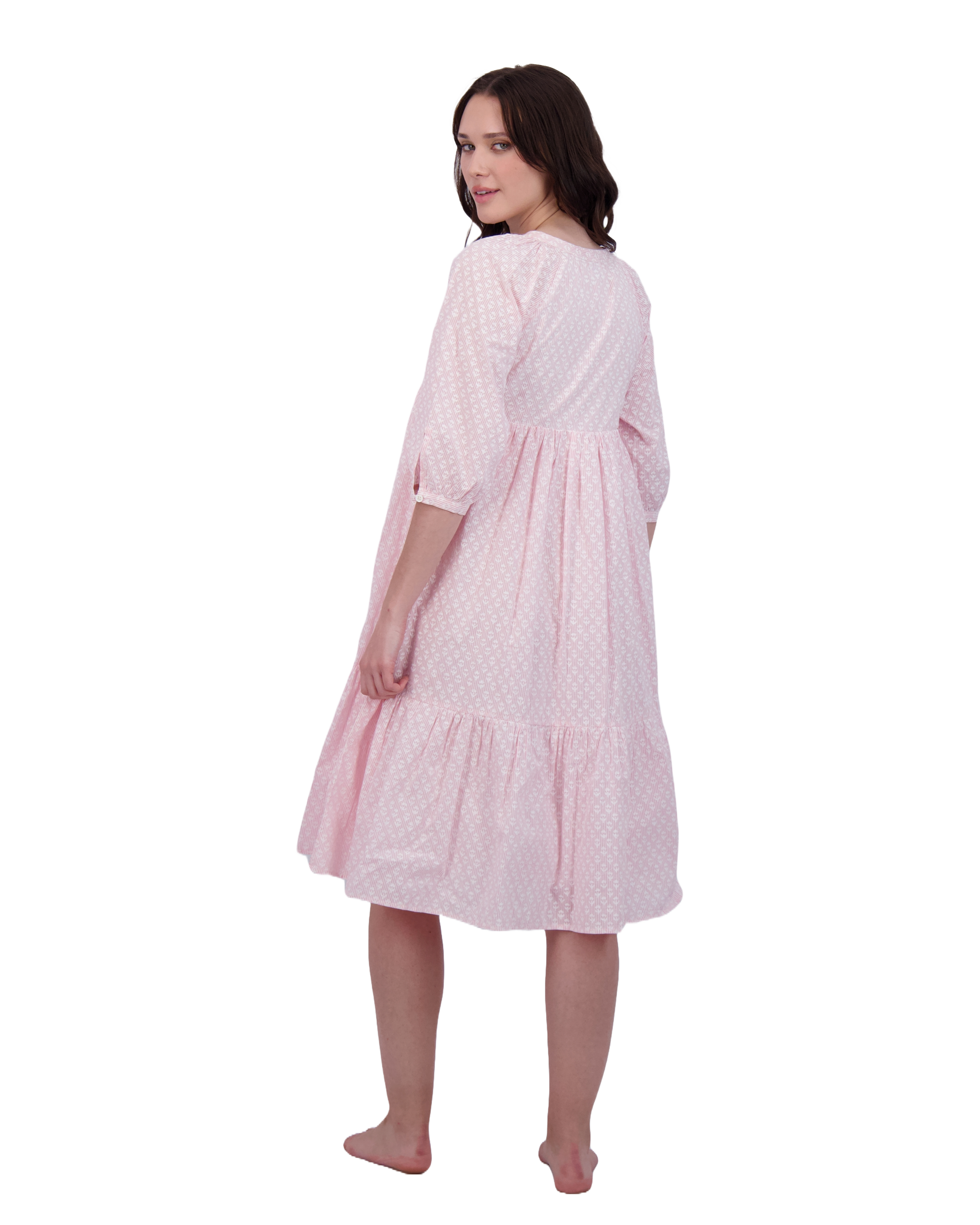 Martine Women's Popover Dress Rose Stripe