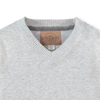 Fine Gauge V-Neck Organic Sweater with Elbow Patches - Baby