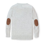 Fine Gauge V-Neck Organic Sweater with Elbow Patches - Baby