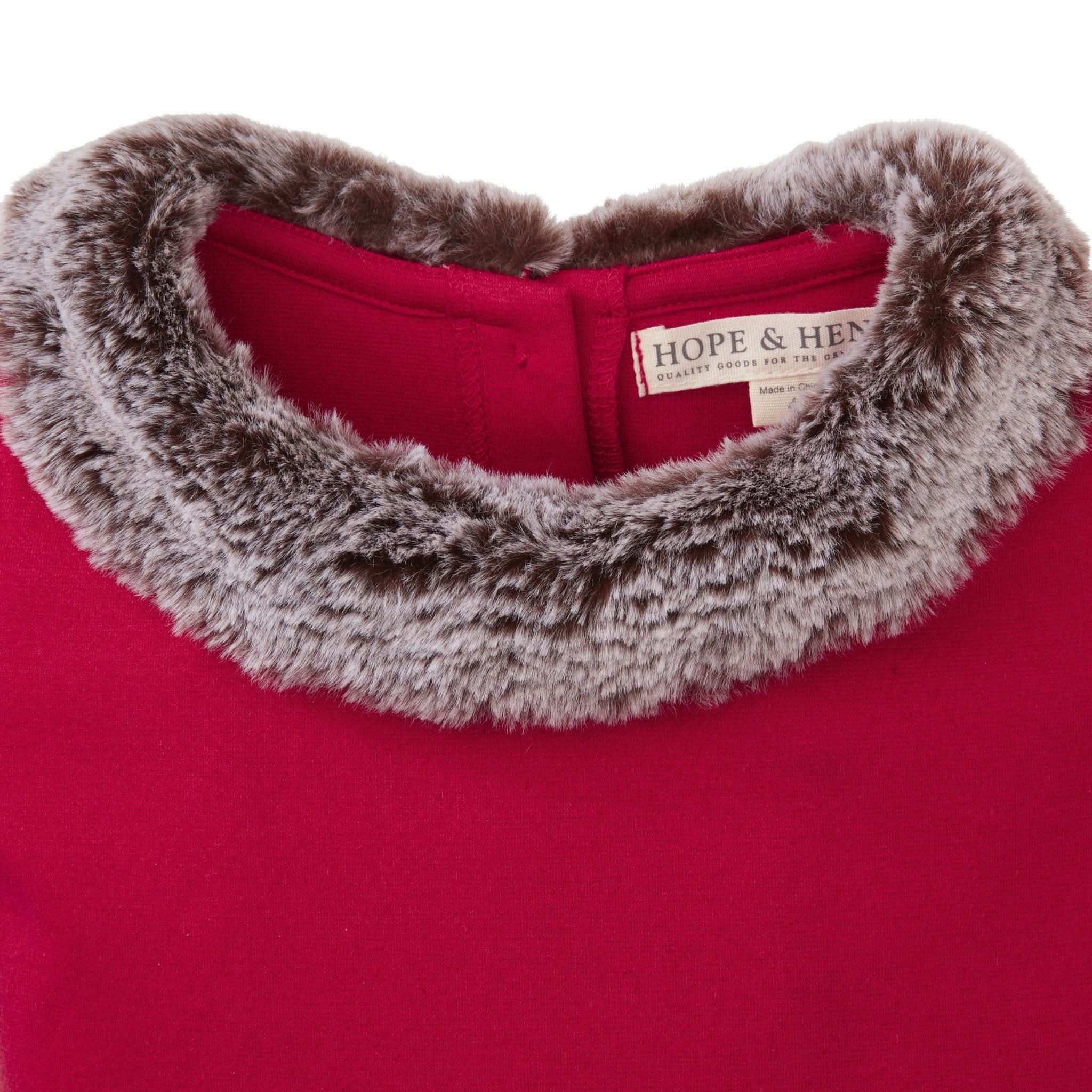 Fit and Flare Ponte Dress with Faux Fur