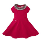 Fit and Flare Ponte Dress with Faux Fur
