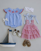 Flag Gingham Smocked Bubble Romper - Blissfully Lavender BoutiqueMebie Baby